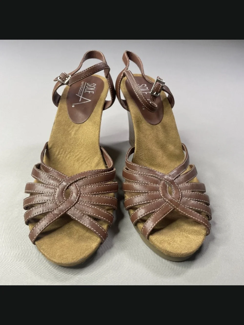 Aerosoles Shoes Womens 9.5 brown leather wedge heels boho indie summer casual
